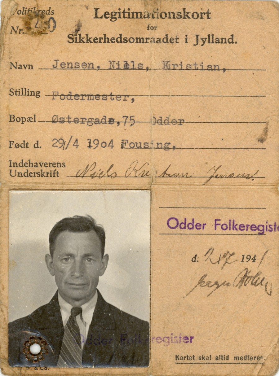 Legitimationskort for Niels Kristian Jensen, Odder - 1941